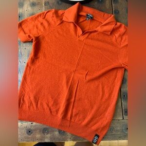 Todd Snyder - Orange Cashmere Short-Sleeve Polo Sweater